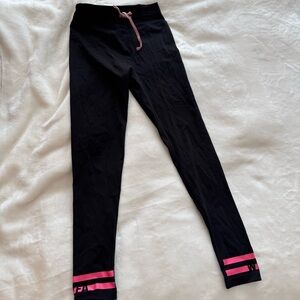 White Fox Boutique Black Leggings with Pink Stripes